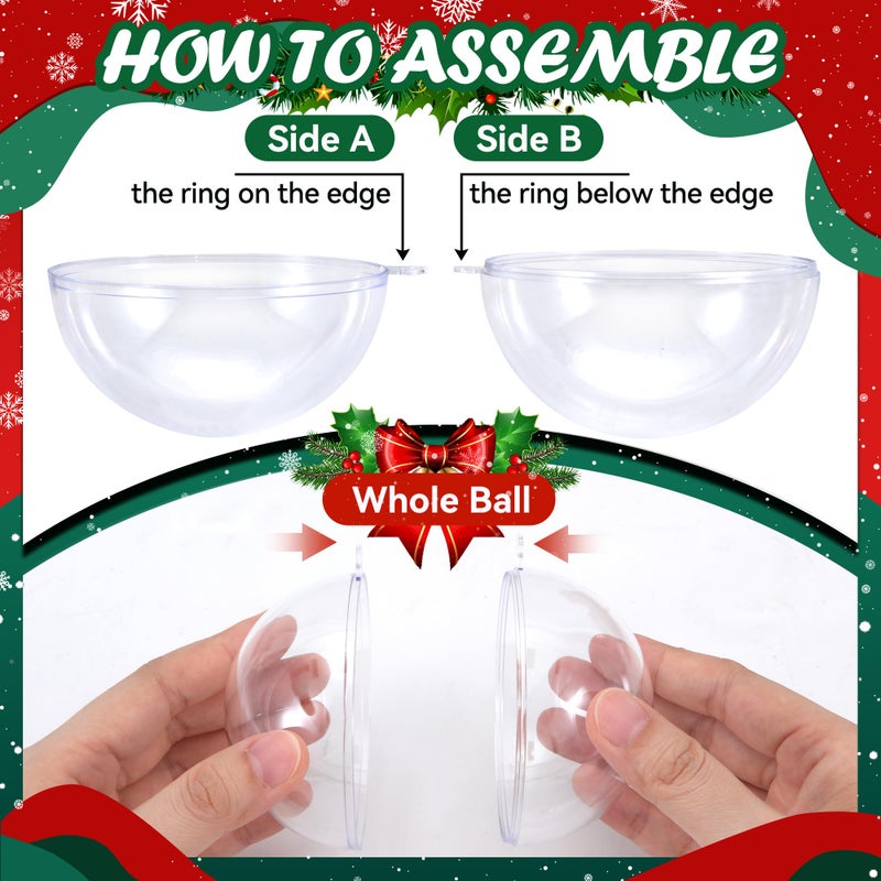 LYLYFAN 20 Pack Clear Plastic Fillable Ornament Ball 3.15''/80mm for Christmas,Holiday, Wedding,Party,Home Decor - Image 3